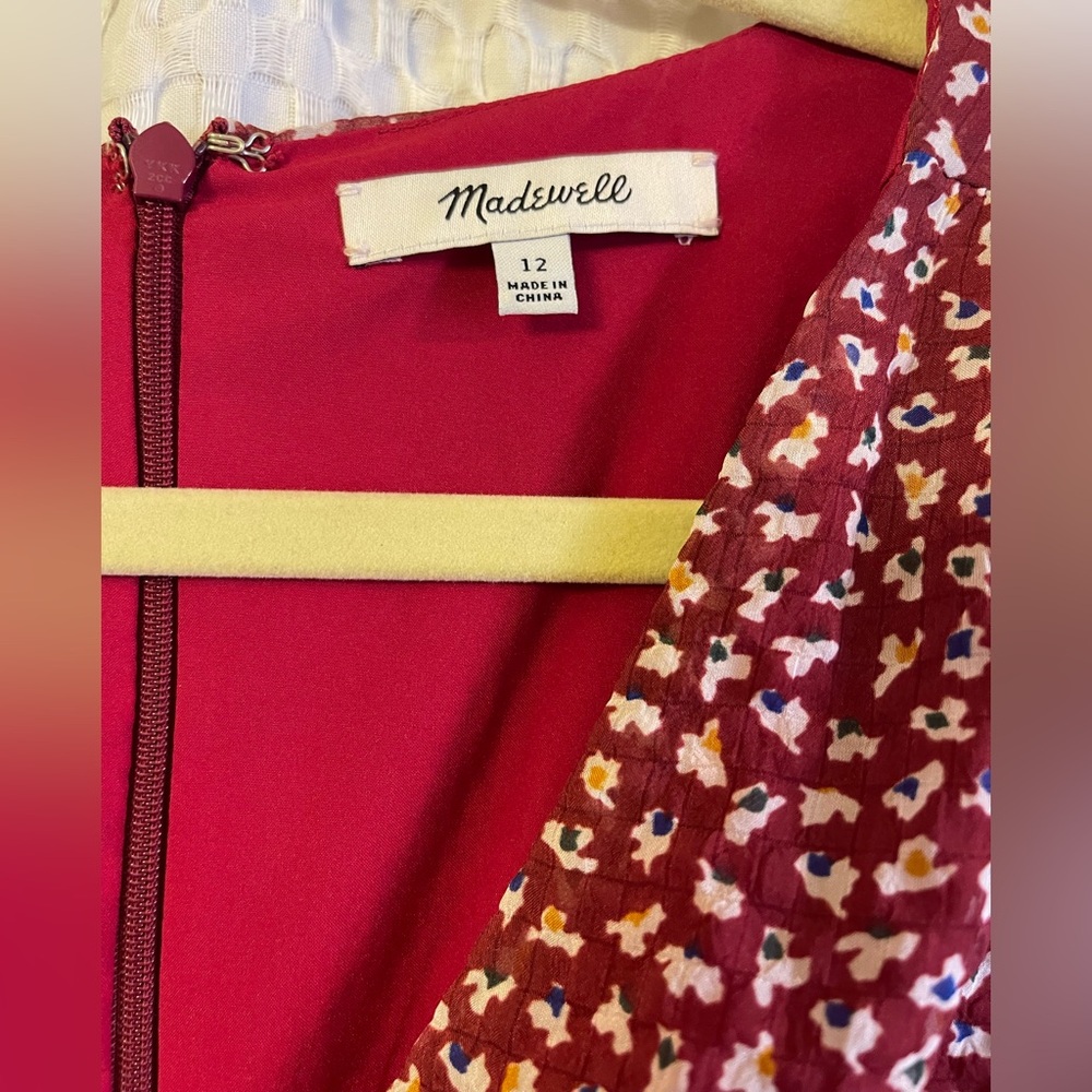 Madewell Maroon/Multicolor Floral Dress, Size 12